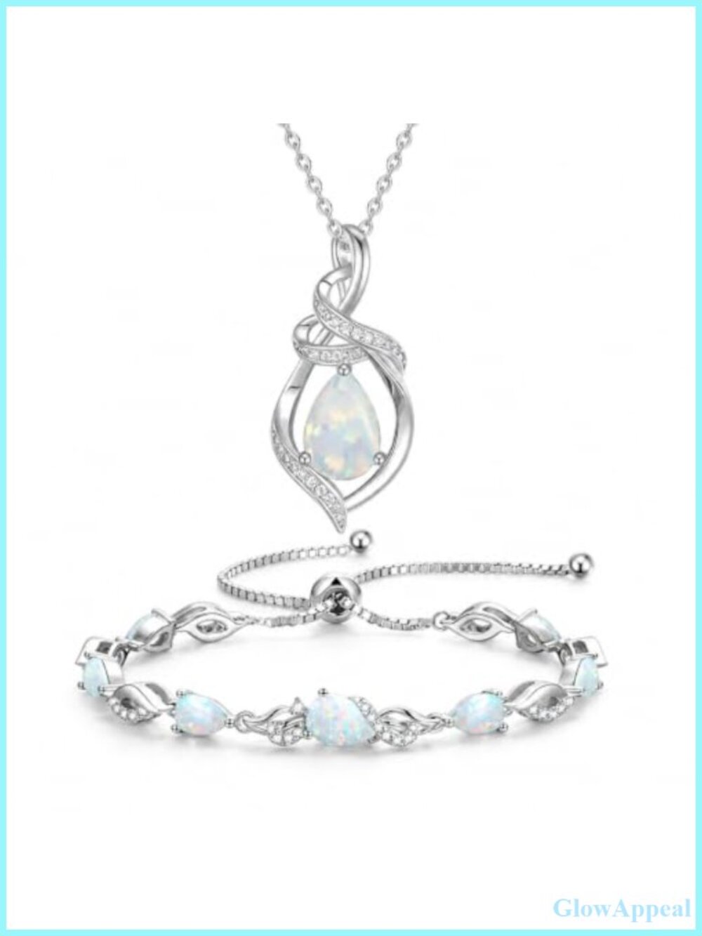 Opal Bracelet and Necklace Jewelry Set for Women